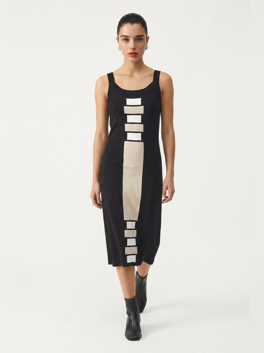 Knit colour block dress
